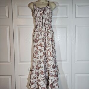 Grace Karin High Low Dress in Cream and Brown Floral